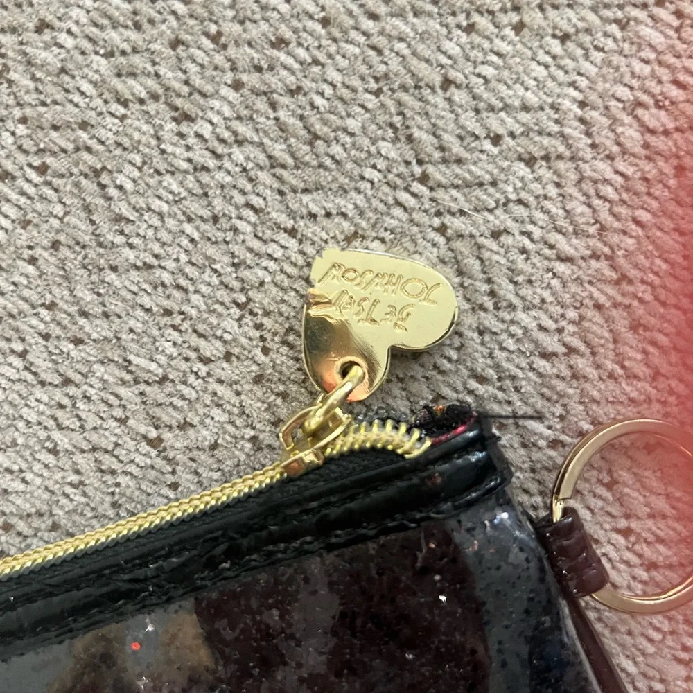 Betsey Johnson Black Glitter Pouch